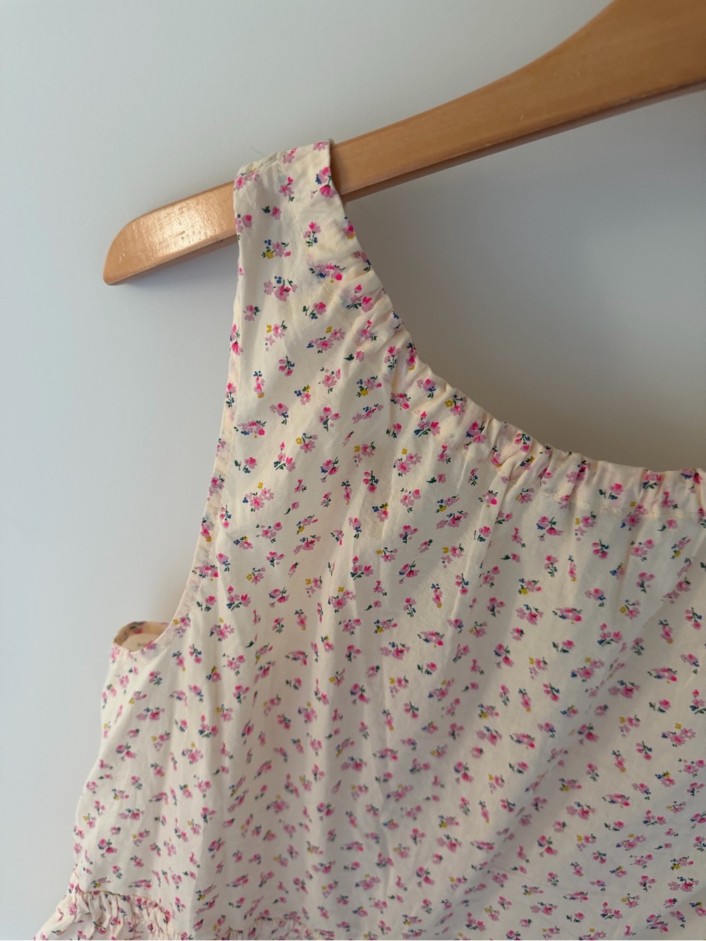 Madewell Cream Tank Top with Pink Floral Print and Tie Front - Picture 8 of 9